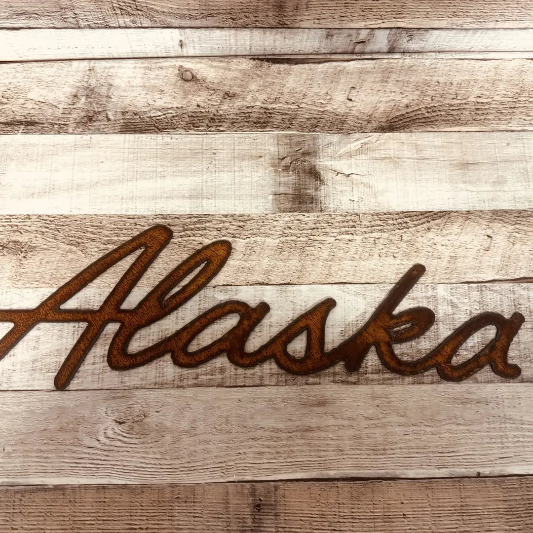 Alaska word Wall Sign Rustic Metal USA Made Alaska Pride