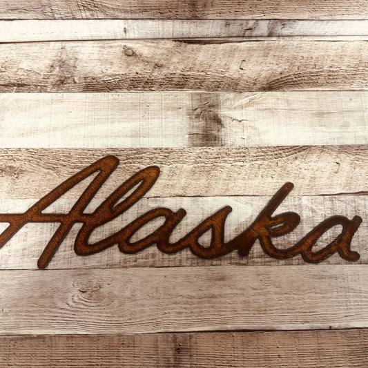 Alaska word Wall Sign Rustic Metal USA Made Alaska Pride