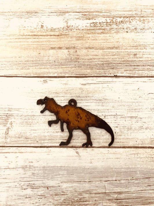 Tyrannosaurus Dinosaur Charm Pendant Rustic Metal Gift