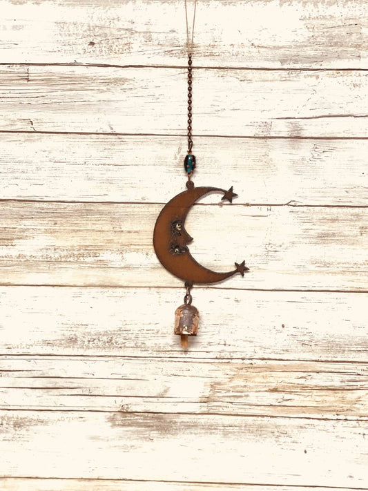 Moon Bell Rustic Metal Garden Chime