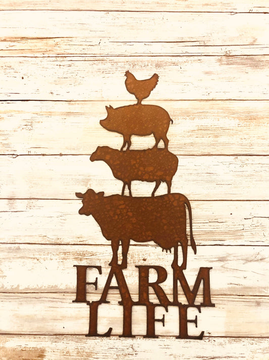 Farm Life Rustic Image Sign with Farm Animals