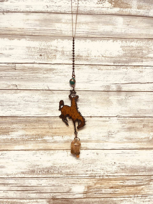 Wyoming Bronc Rider Single Bell Rustic Garden Chime