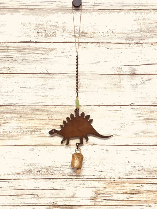 Stegosaurus Dinosaur Bell Chime Rustic Metal Bell