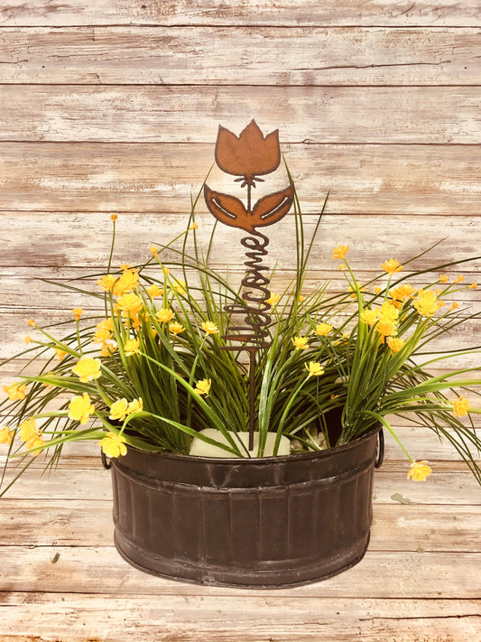 Welcome Flower Vertical Garden Stake