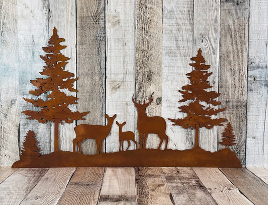 Deer Family in Forest wall sign