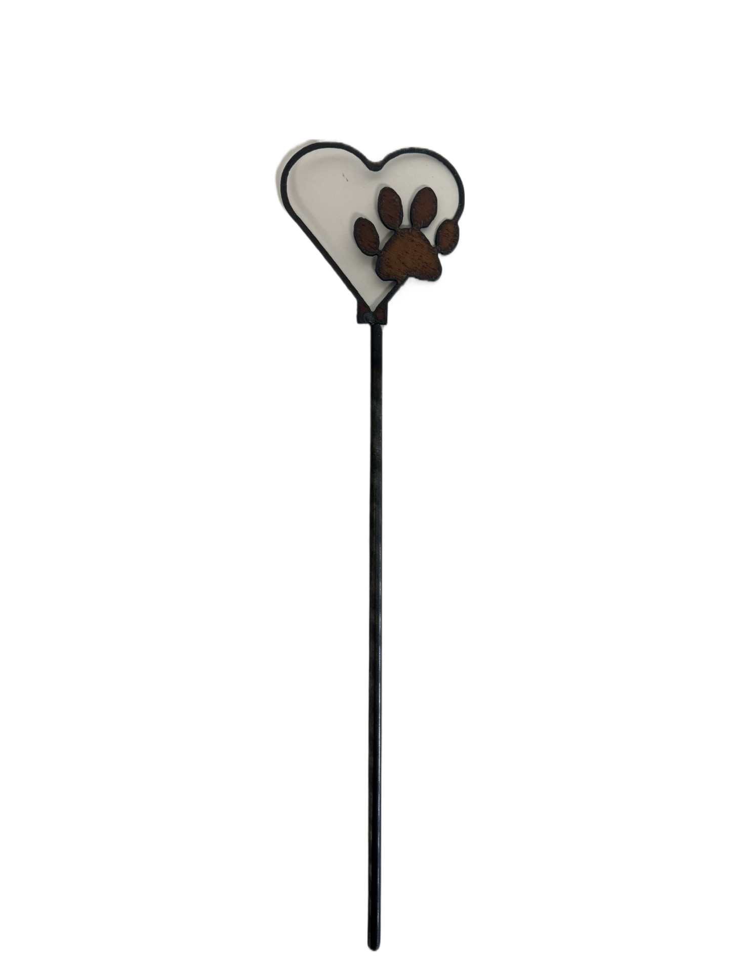 Heart Outline with Paw Garden Plant Stake Pet Gift