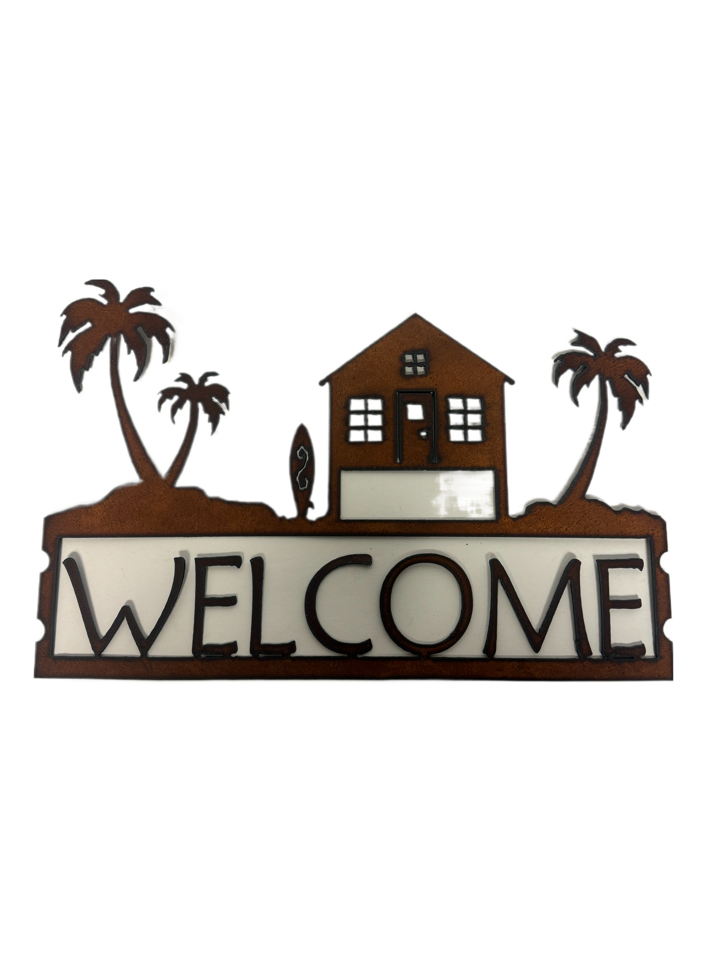 Beach House with Trees Nautical Welcome Sign