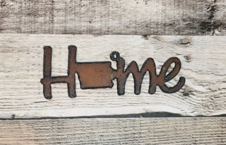 Home Word w/ Iowa Rustic Metal Ornament