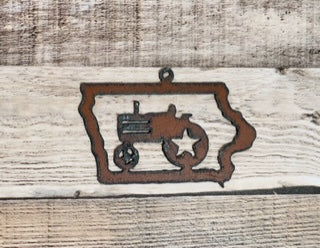 Iowa State w/ Tractor Rustic Ornament