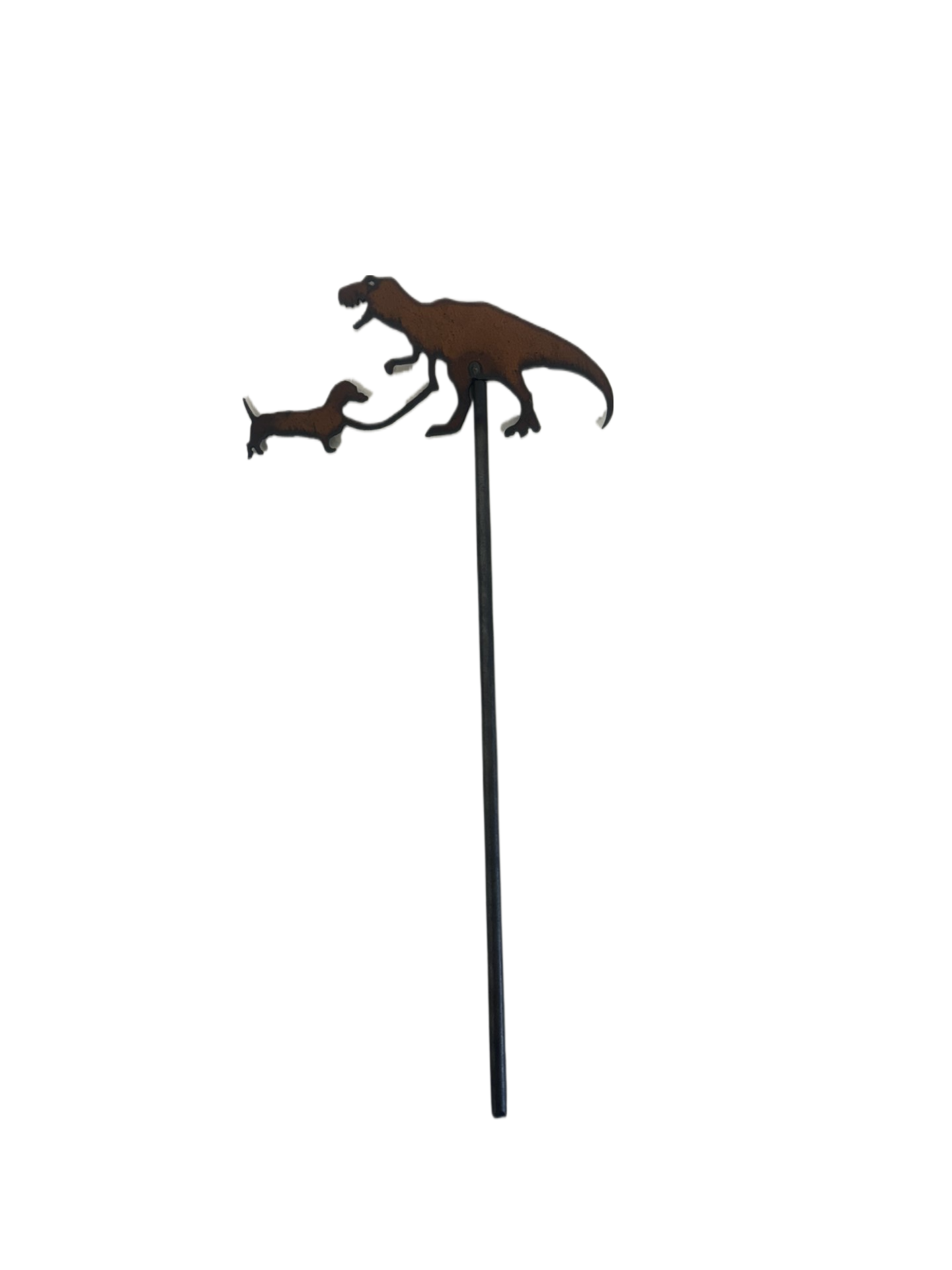 T-Rex with Dog Garden Plant Stake