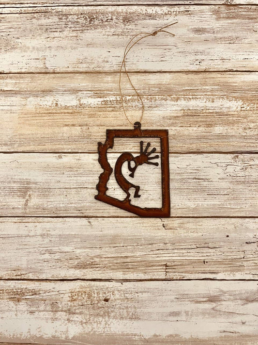 Arizona Outline Ornament with Kokopelli Cut Inside