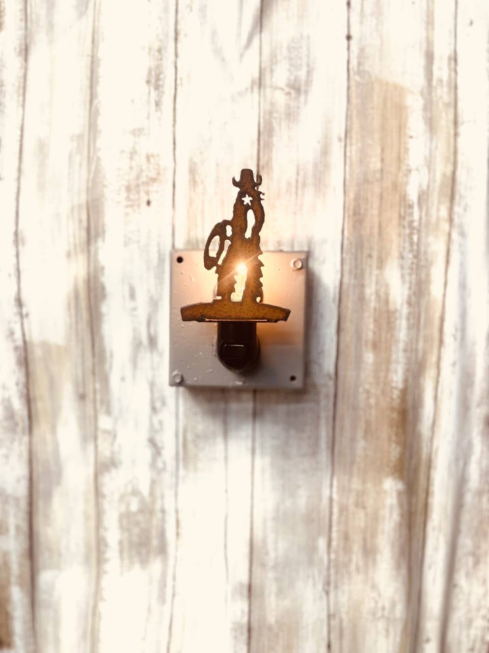 Cowboy Chaps image Night Light Rustic Metal Home Decor