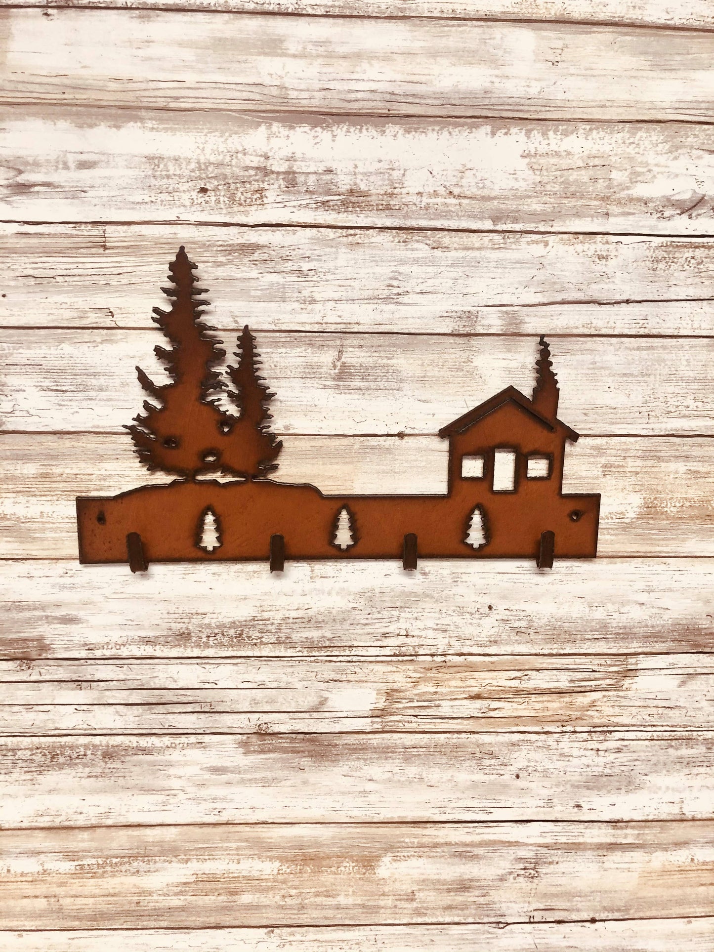 Cabin and Double Pine Trees Lodge Quadruple Key Hook