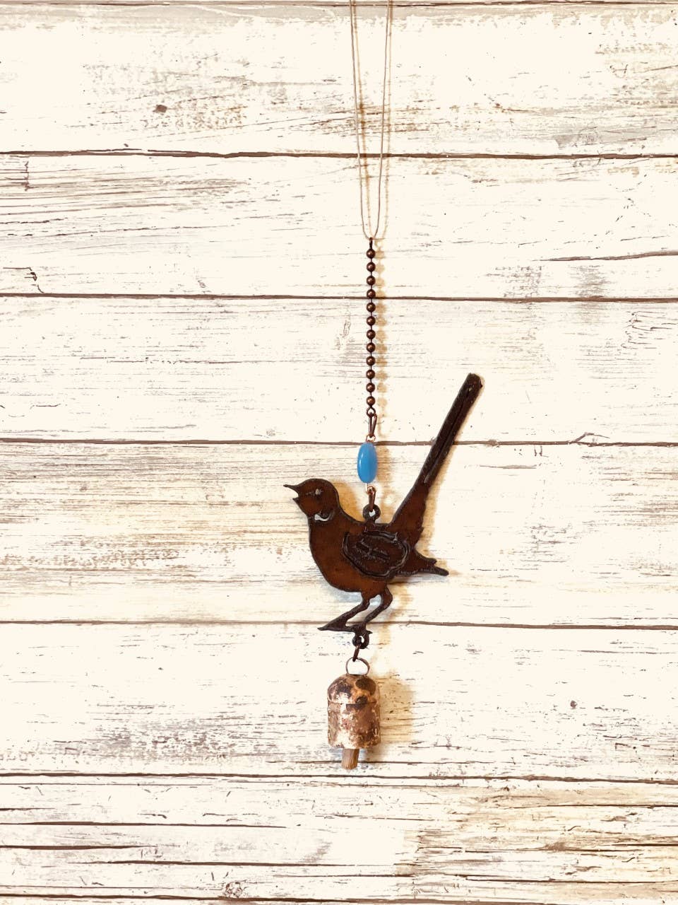 Mockingbird Bell Rustic Metal Garden Decor