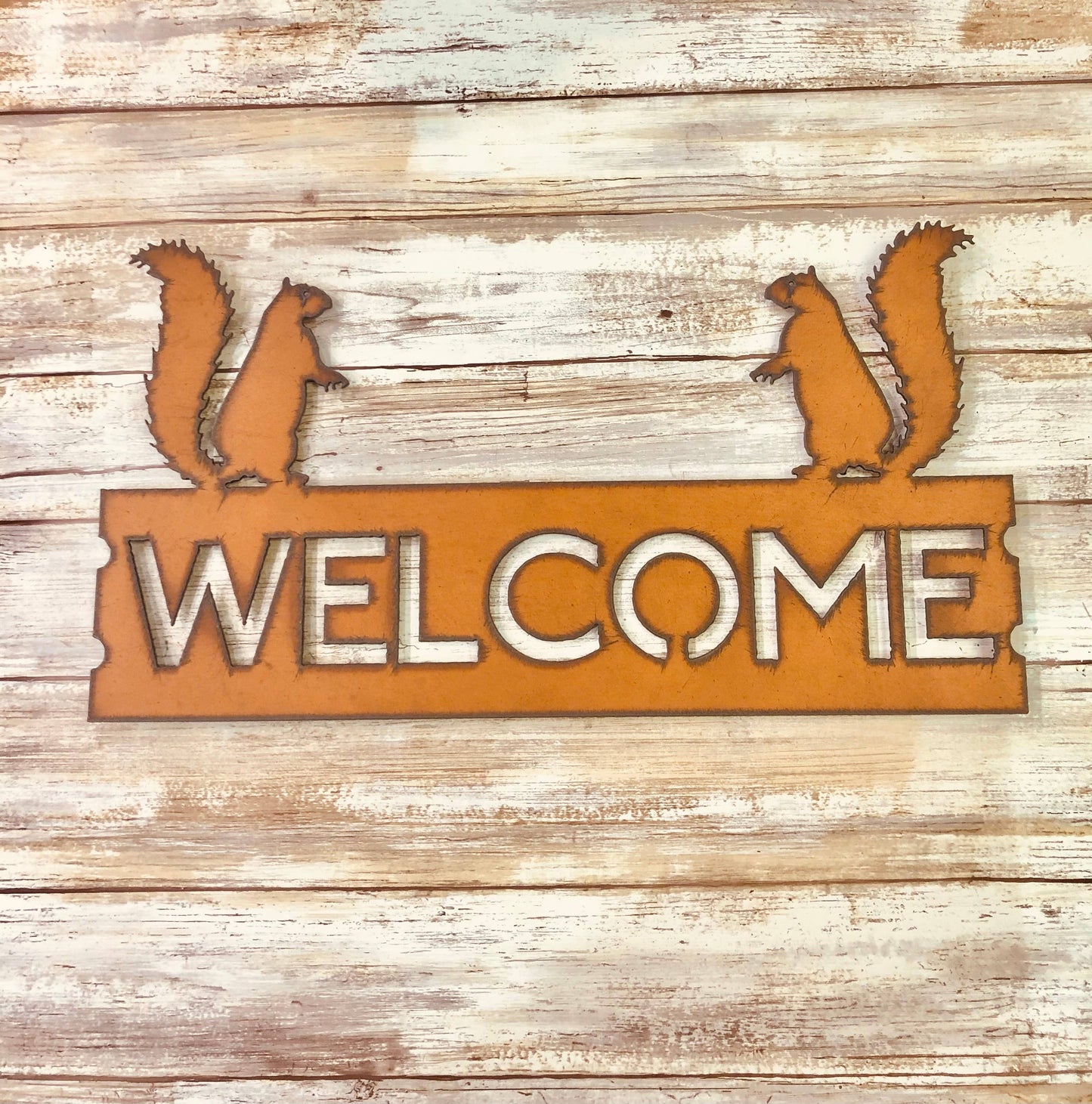 Squirrels Horizontal Lodge Cabin Welcome Sign