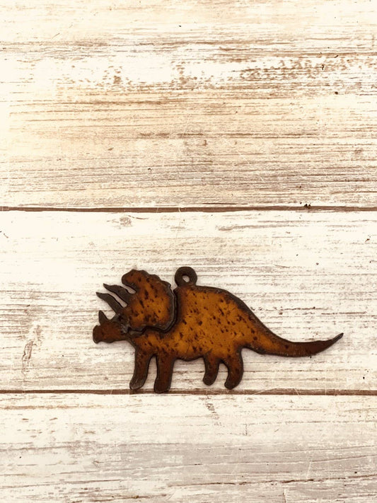 Triceratops Dinosaur Charm Pendant Rustic Metal Gift