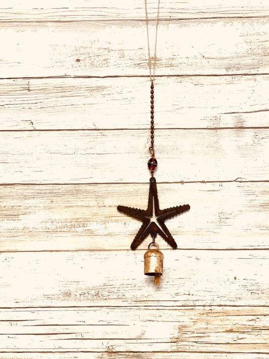 Starfish Bell Rustic Metal Sea Life Garden Chime