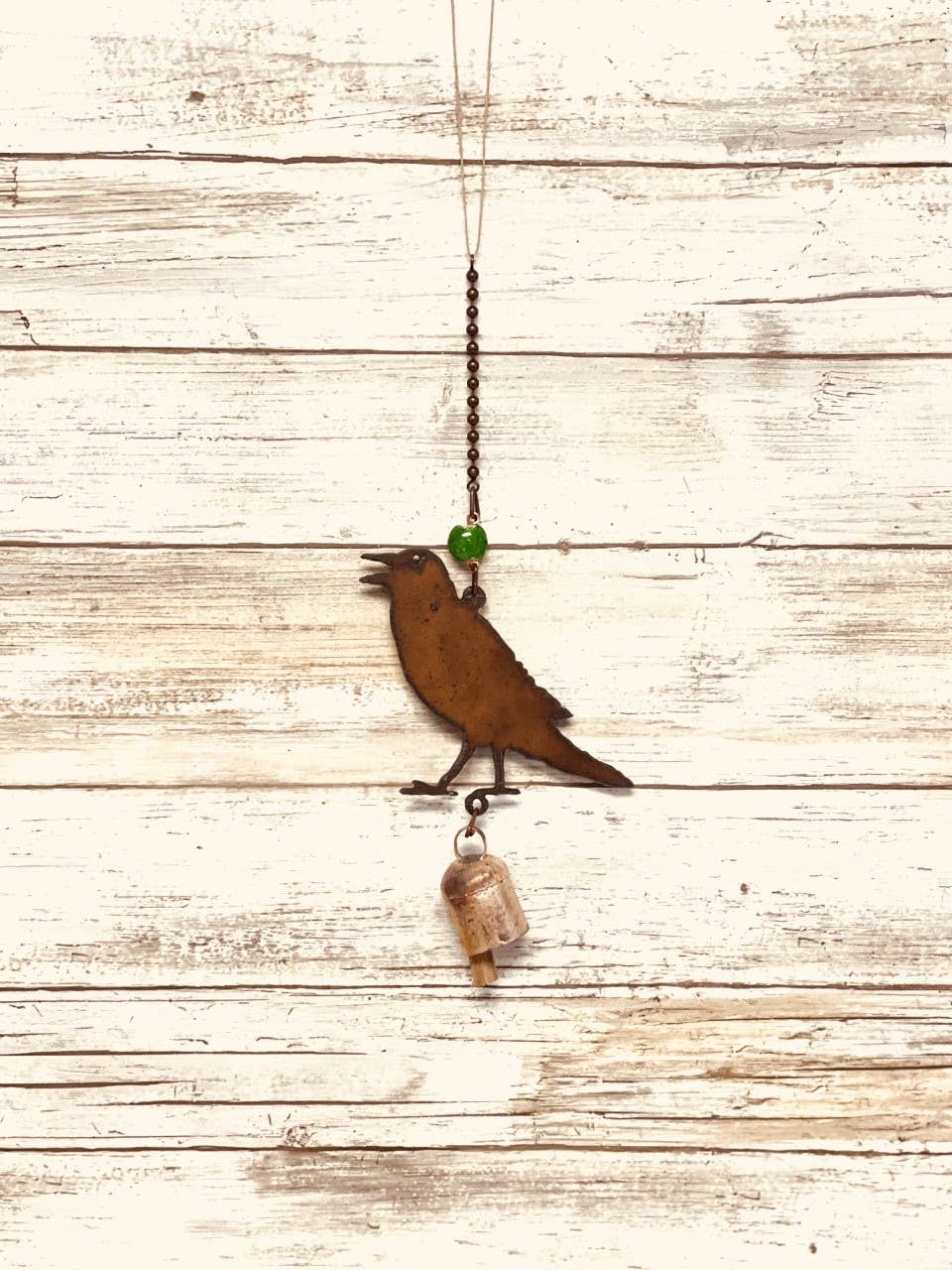 Raven Bell Rustic Bird Garden Chime