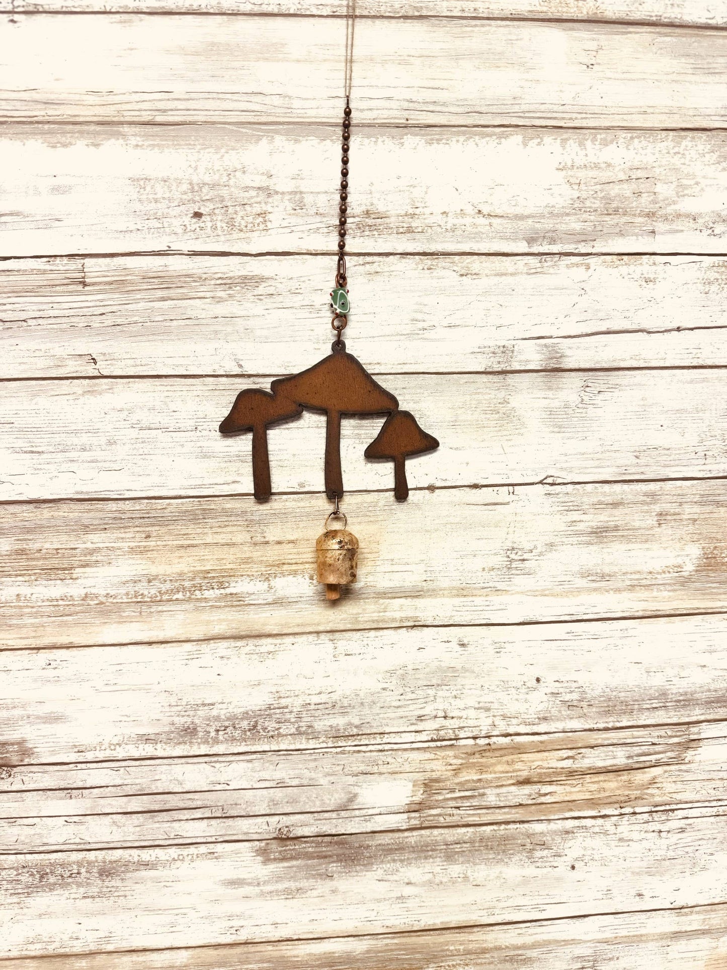 Triple Mushroom Garden Nana Bell Chime Rustic Garden Decor