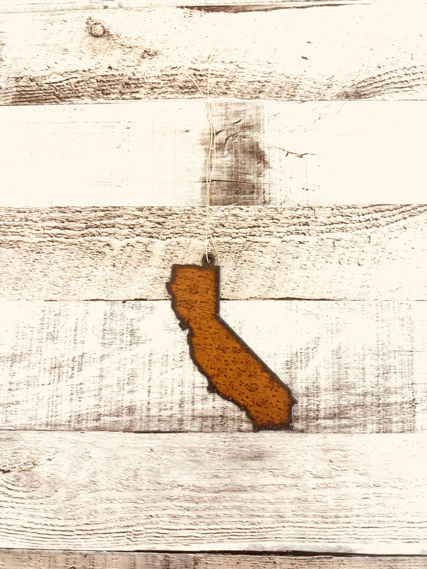 California State shape Rustic Metal Ornament