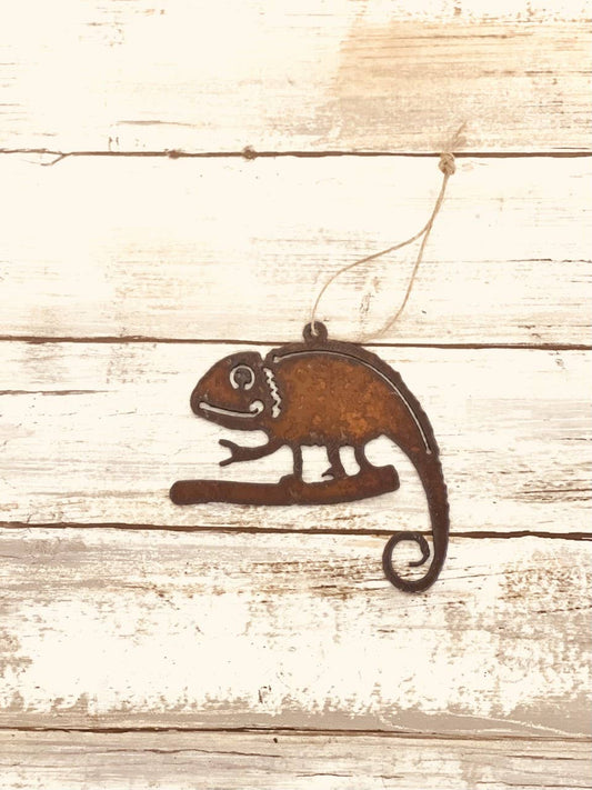 Chameleon Rustic Metal Florida Ornament