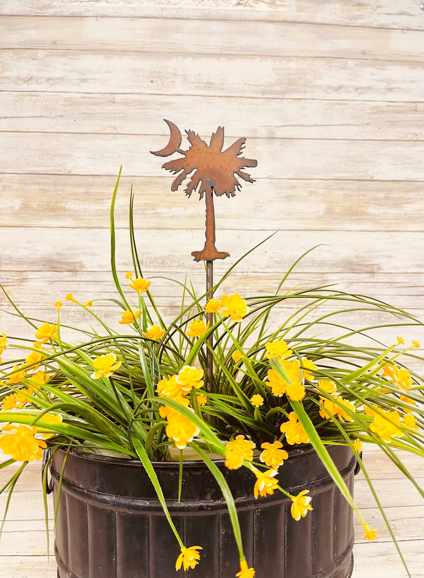 Palmetto tree and Crescent  Moon Plant Stake