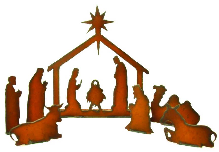 Nativity SMALL CHRISTMAS Rustic Metal Scene Manger