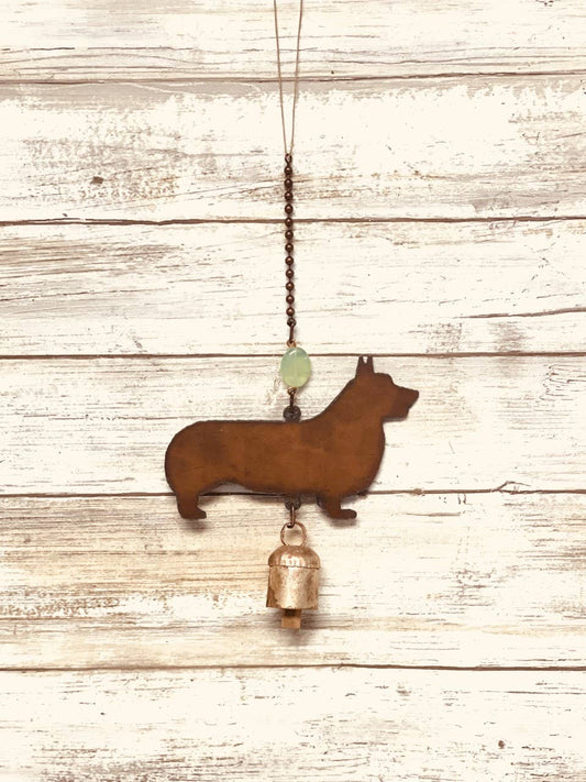 Corgi Bell Rustic Metal Pet Garden Gift