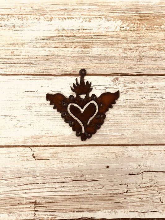 Milagro Heart with Wings Charm Pendant DIY Metal