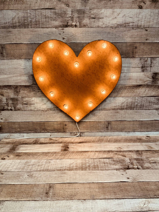 Heart Marquee Lighted Rustic Metal Florist Wedding Display