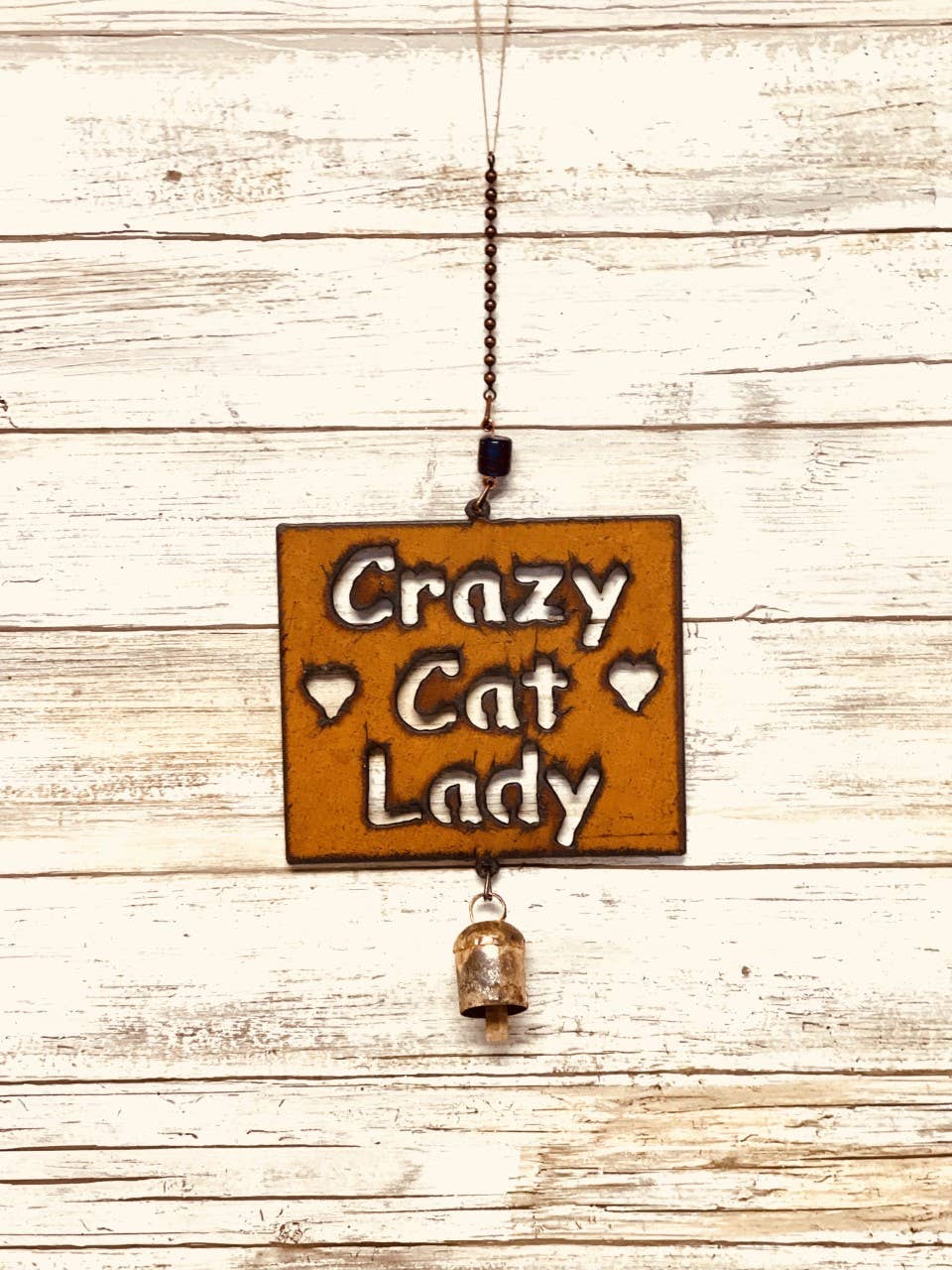 Crazy Cat Lady Bell Rustic Metal Garden Chime