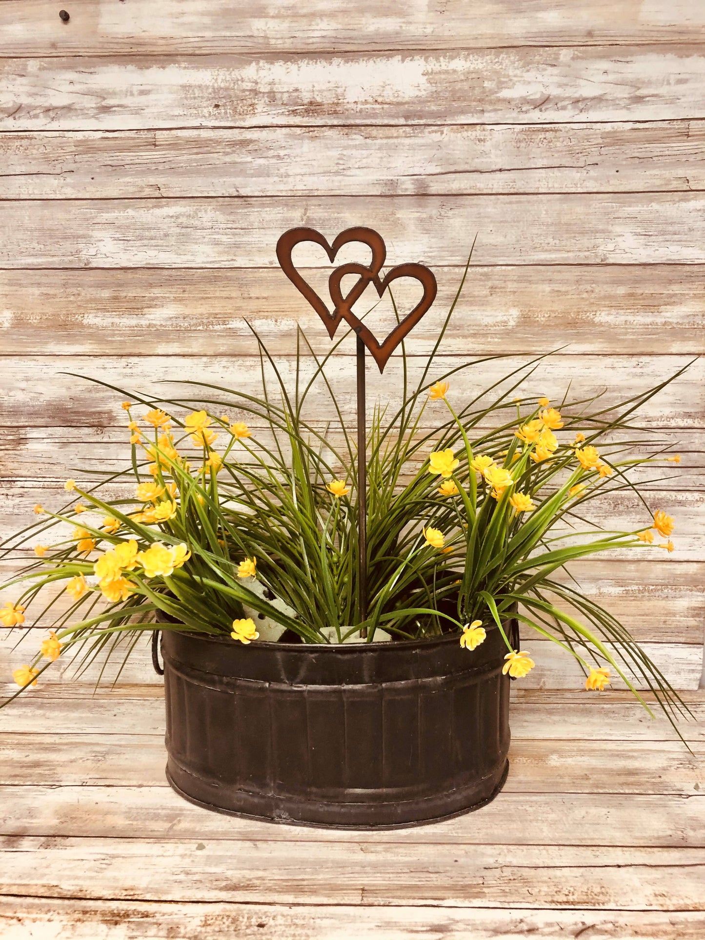 Double Heart Valentines Day Love Garden Plant Stake