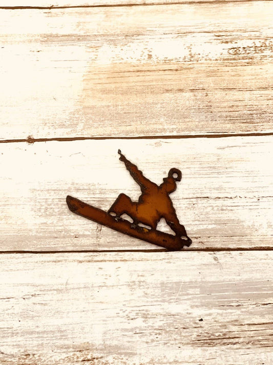 Snowboarder Charm Rustic Metal SKI Gift