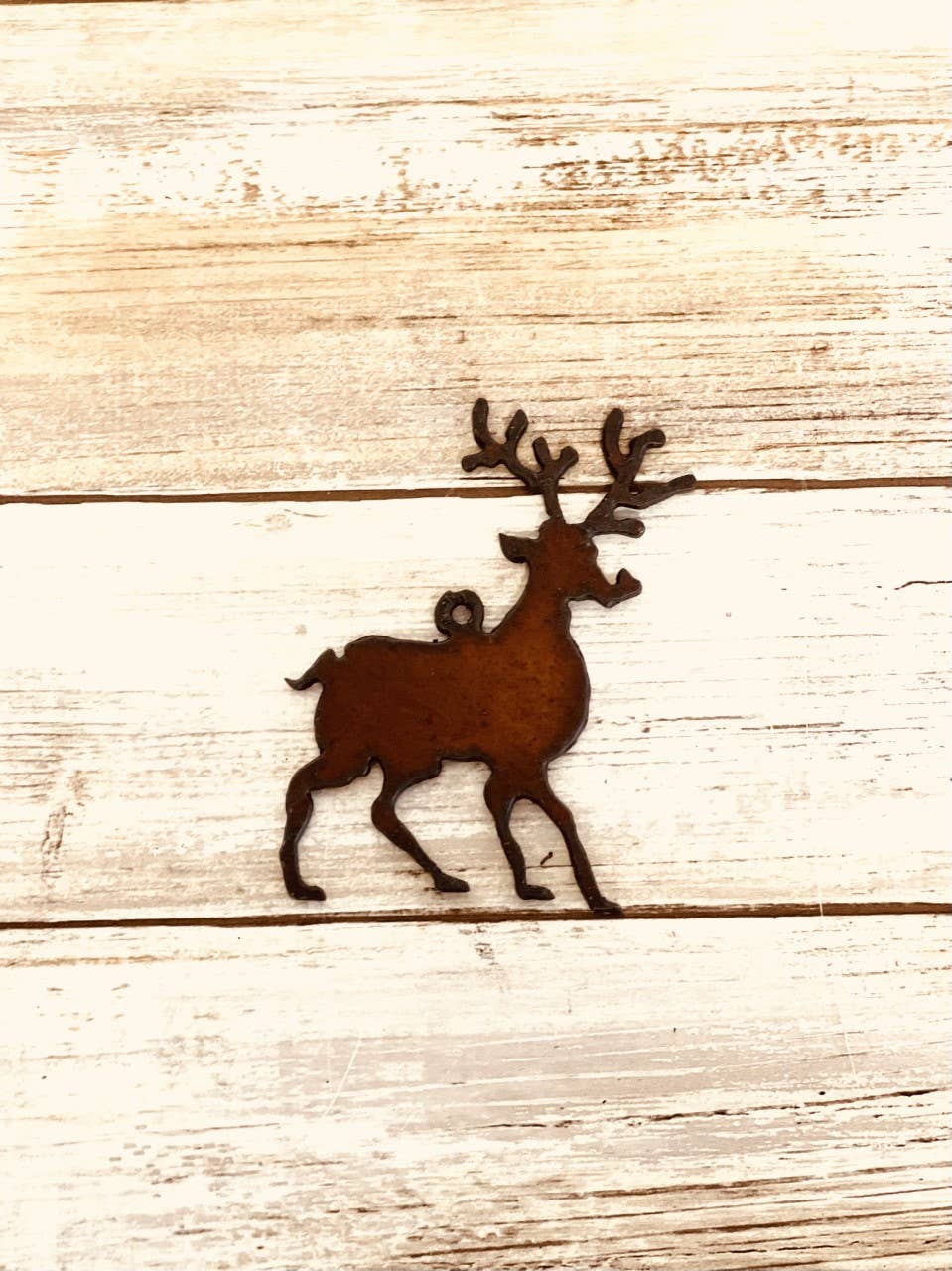 Rudolph Reindeer CHARM Rustic Metal Christmas Pendant