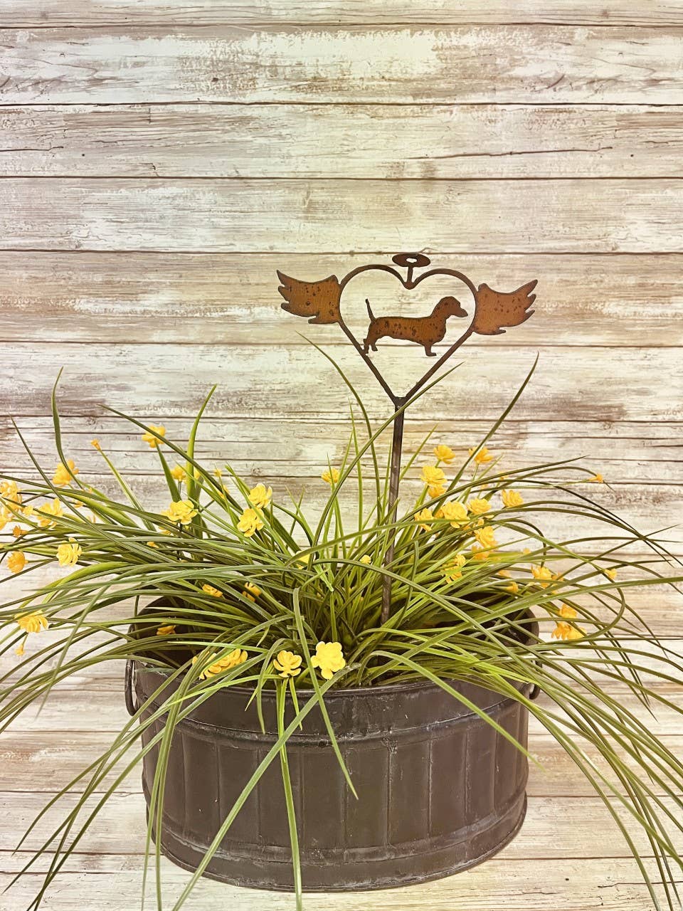 Flying Heart with Dachshund Pet Memorial Stake