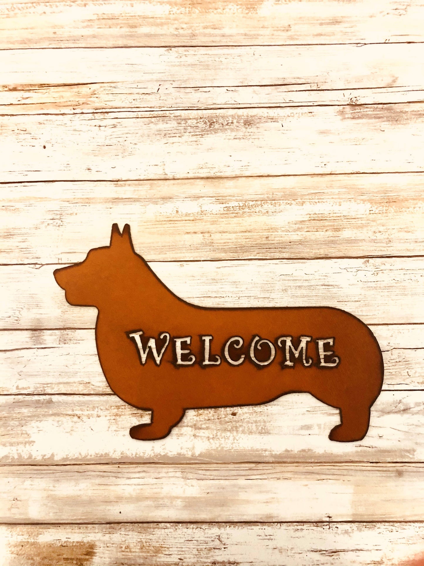 Corgi Welcome Pet Lovers Image Rustic Wall Sign