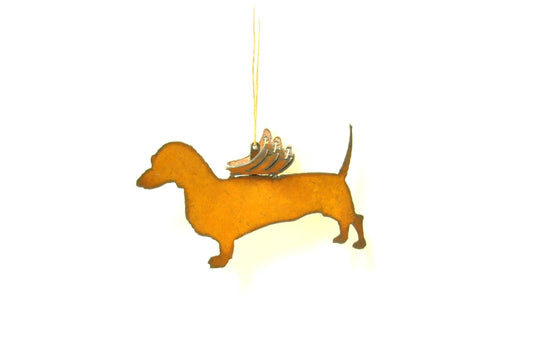 Dachshund Flying Rustic Yard Art Flying Animal Mobile