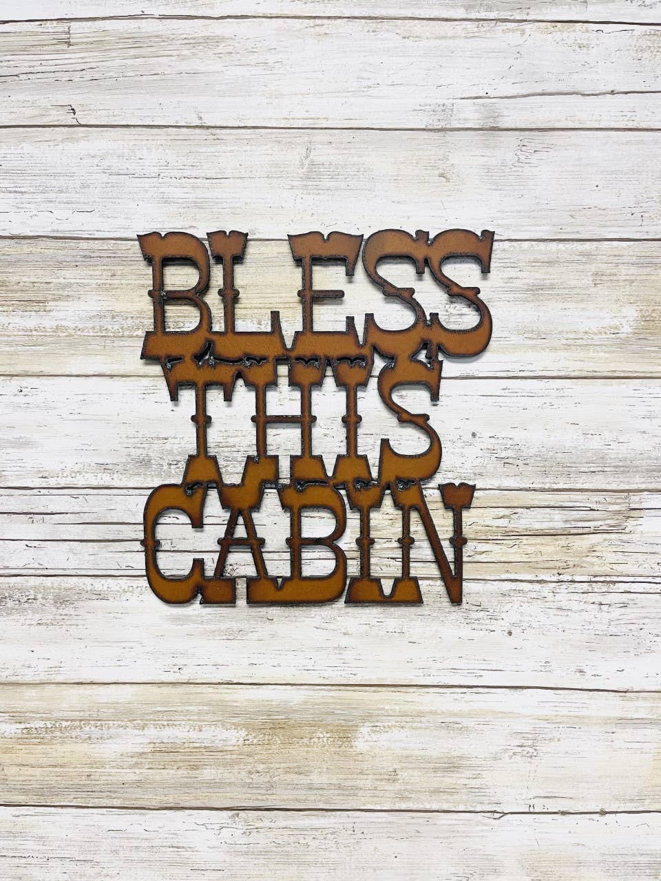 Bless This Cabin Metal Rustic sign