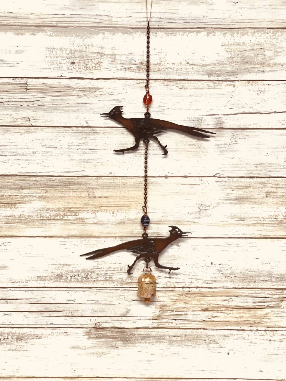 Roadrunner Double Bell Rustic Arizona Metal Garden Chime