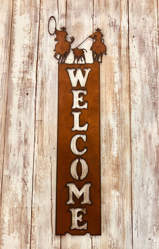 TeamRoper Western Rodeo Vertical Welcome Sign