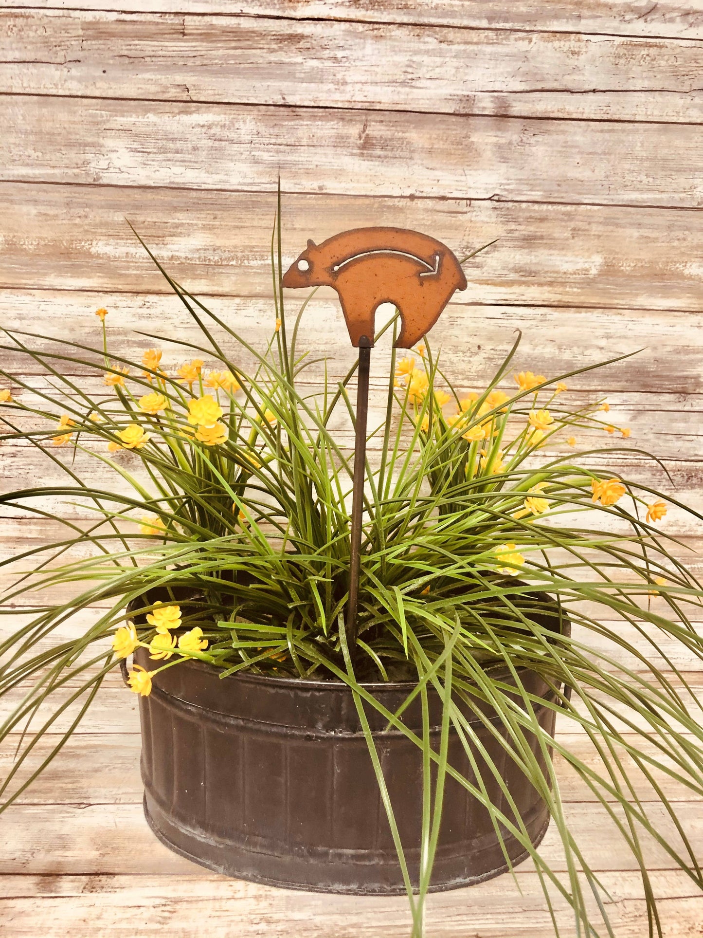 "Spirit Animal" Bear With Arrow Southwest Garden Plant Stake