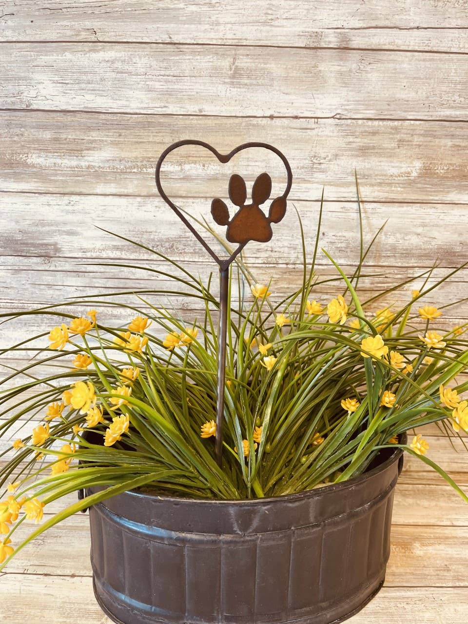 Heart Outline with Paw Garden Plant Stake Pet Gift