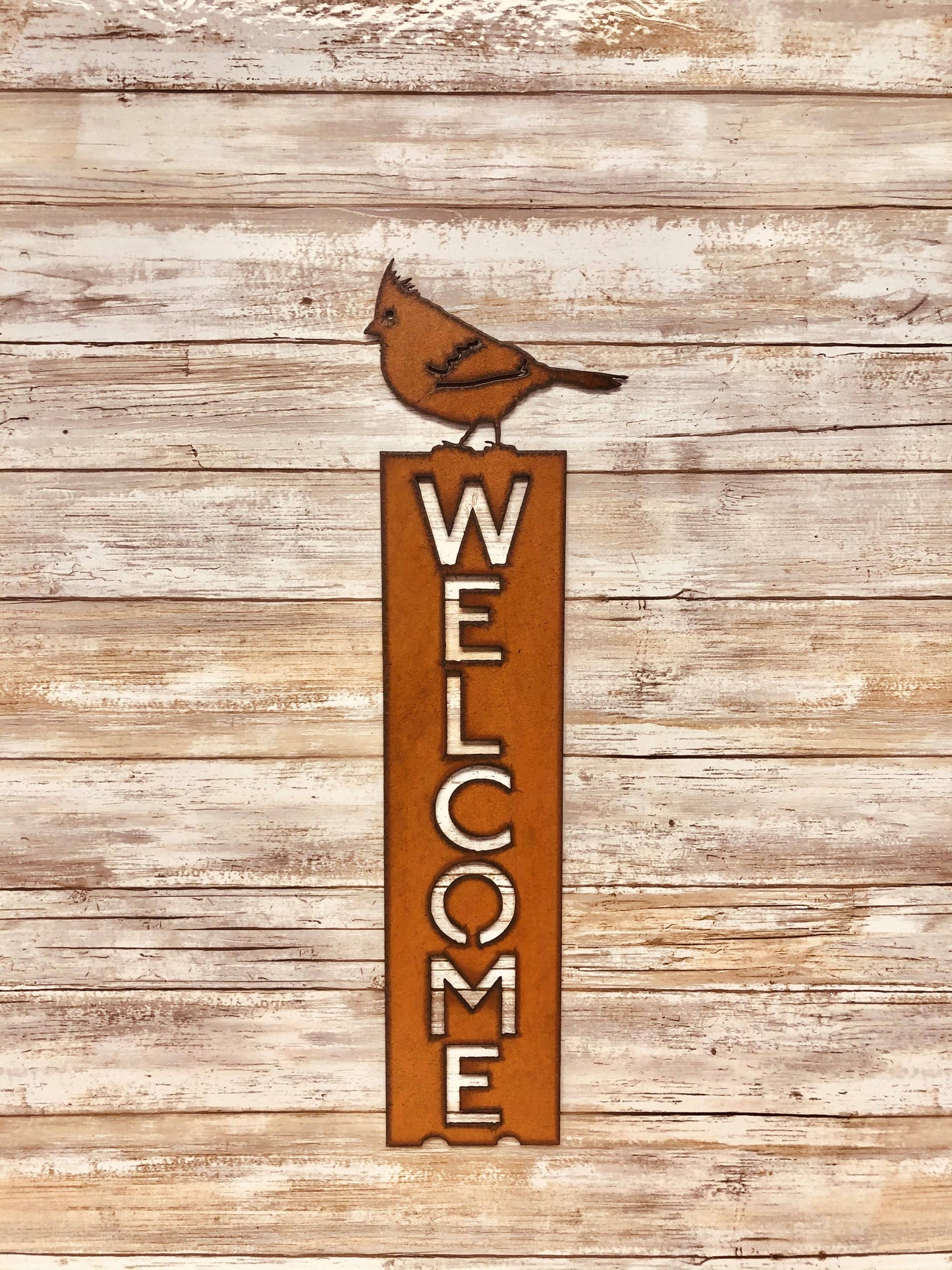 Cardinal Bird Vertical Welcome Sign