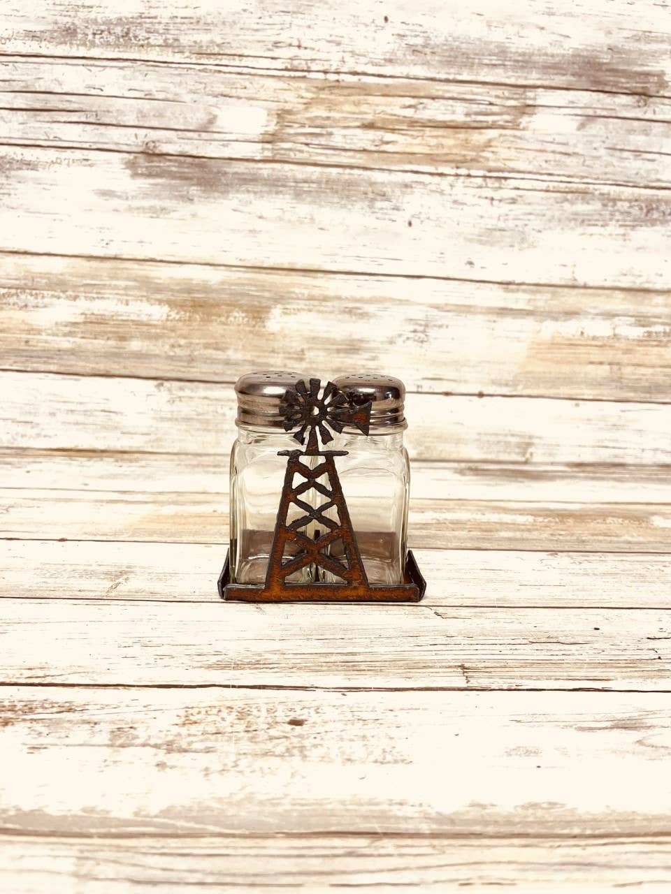 Windmill Rustic Metal Salt N Pepper Shaker Set