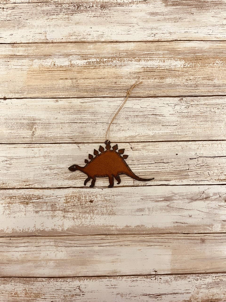 Stegosaurus Dinosaur Rustic Metal Christmas Ornament