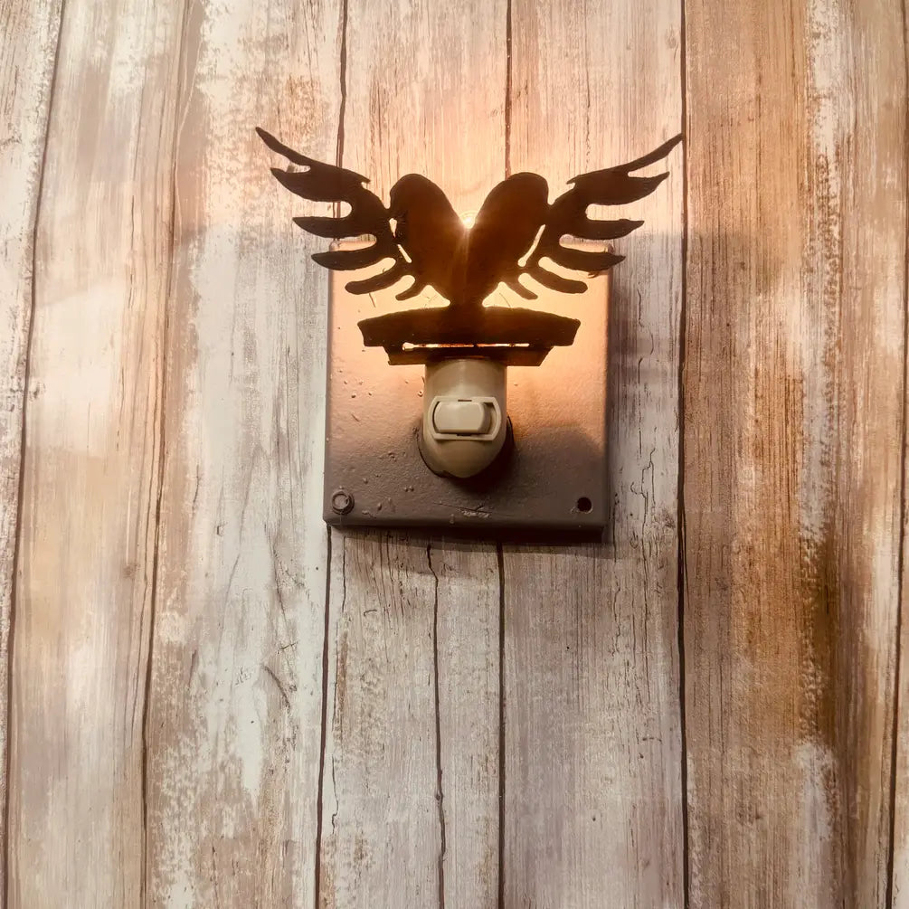 Heart with Wings Image Memorial Rustic Night Light