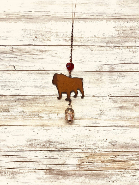 Bulldog Bell Rustic Dog Breed Metal Garden Chime