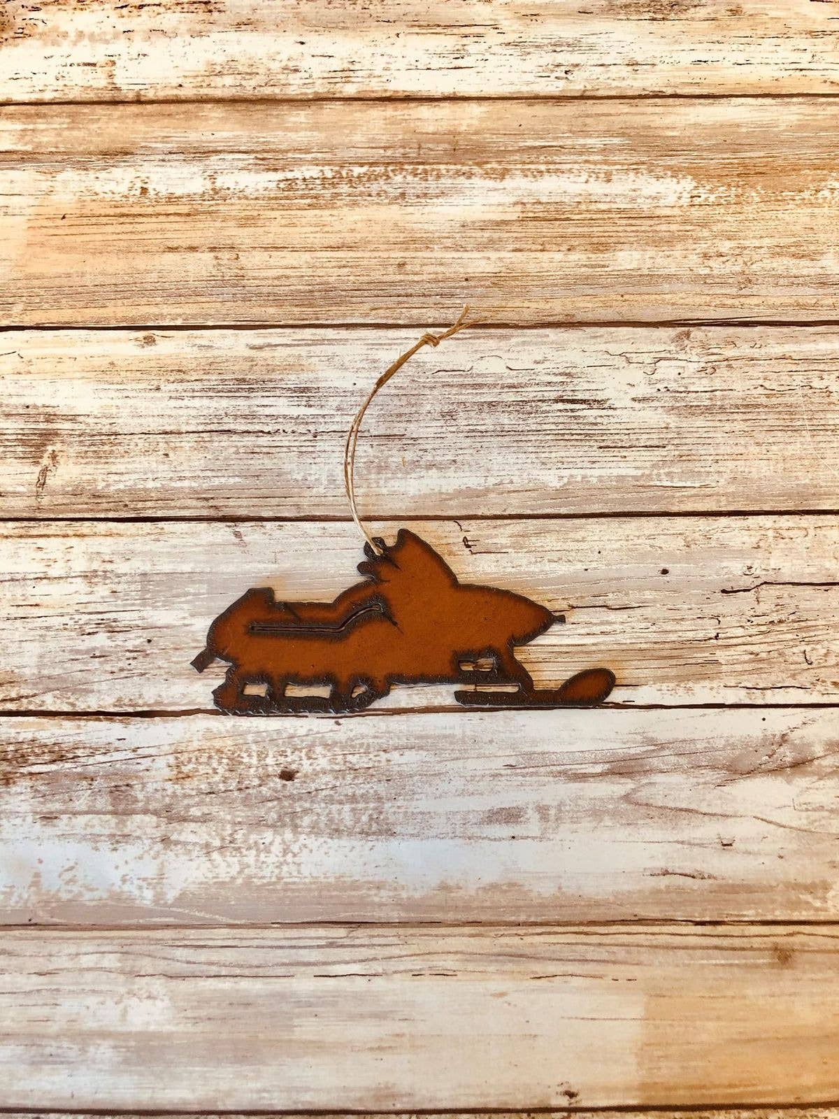 Snowmobile Lodge Rustic Iron Ornament