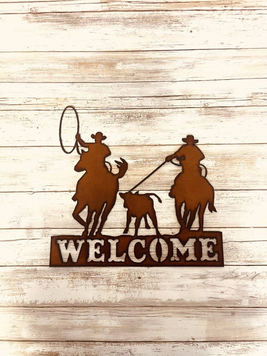 Team Roper Horizontal Welcome Rodeo Sign