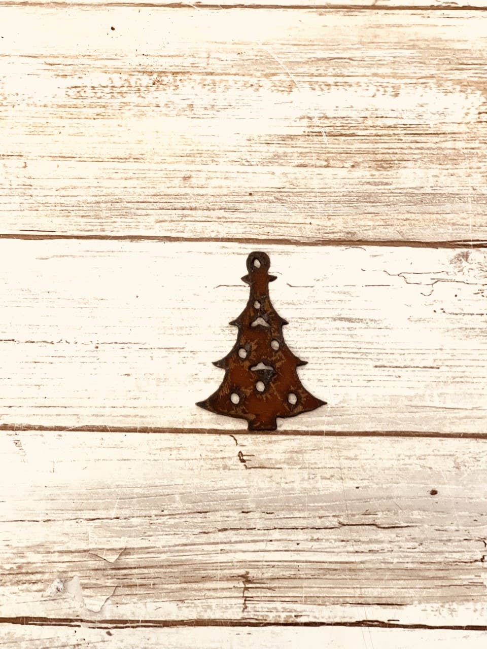 Christmas Tree Charm Pendant Rustic Metal